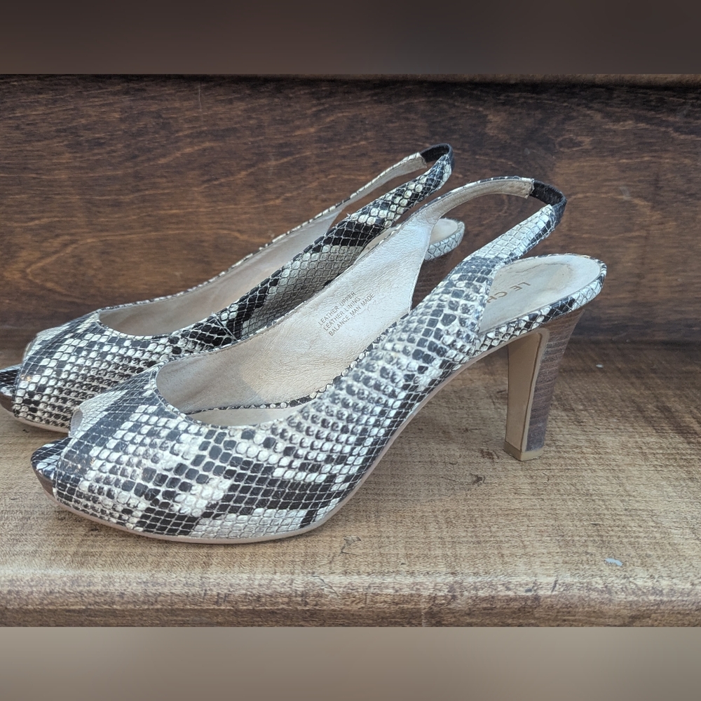 Elegant Snake Print Slingback Heels 7.5